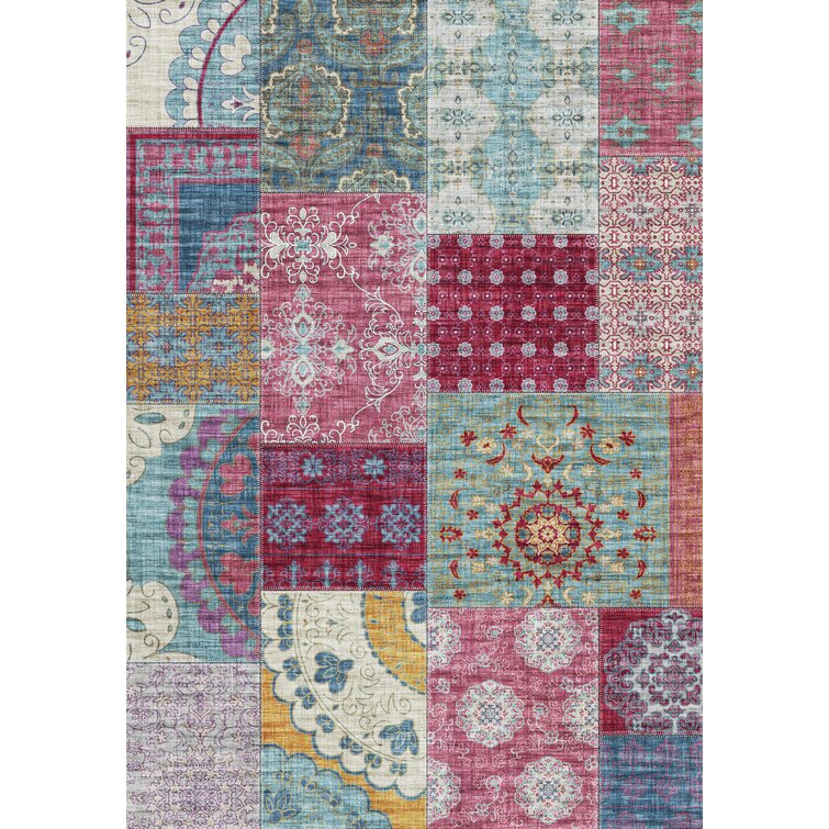 Langley Street Madeline Flatweave Pink/Blue/Cream/Yellow Rug & Reviews